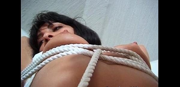  Hot slut enjoys being tied up on some